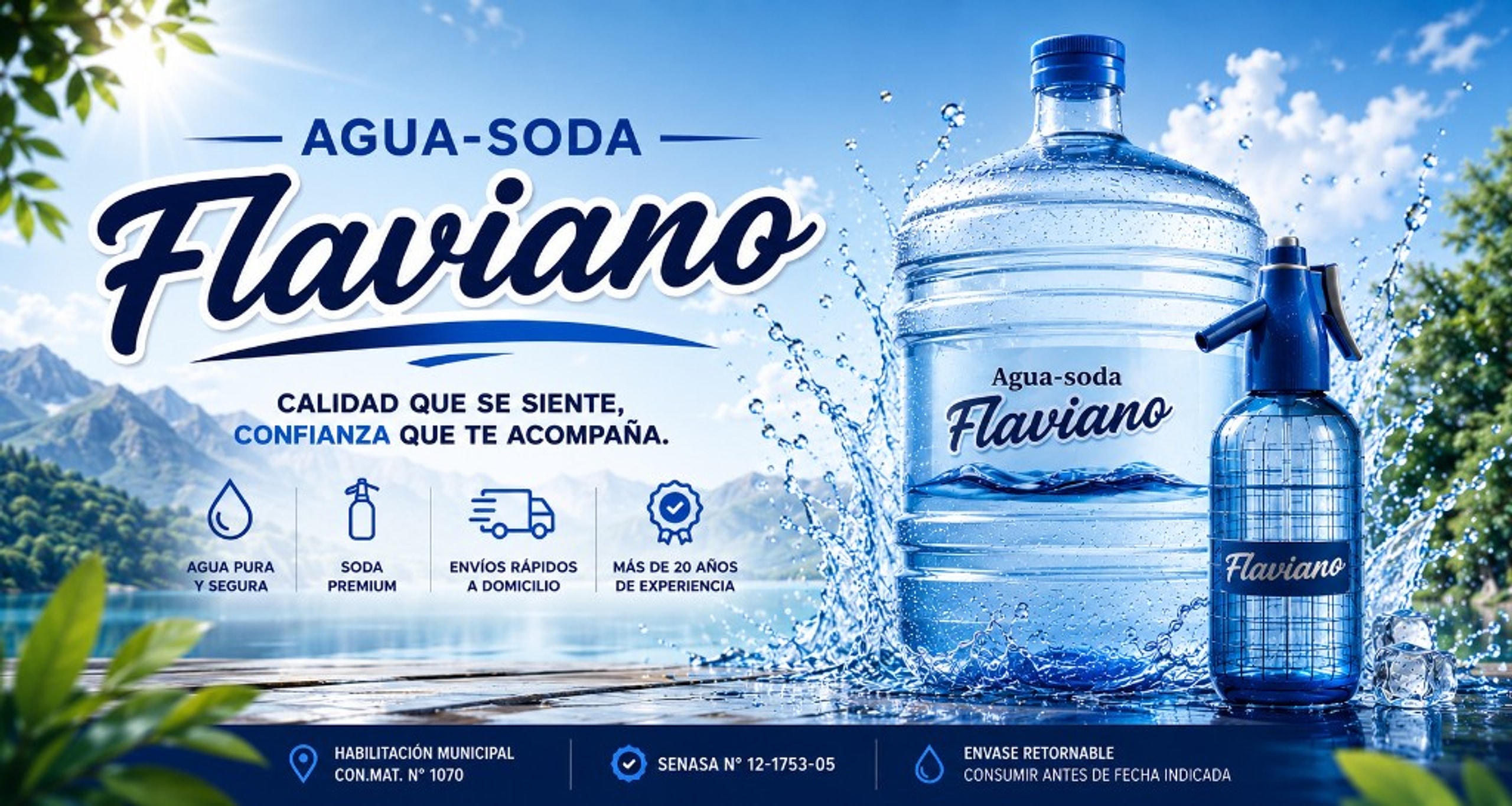 Agua-soda Flaviano: bidón de agua y sifón de soda, con envíos a domicilio